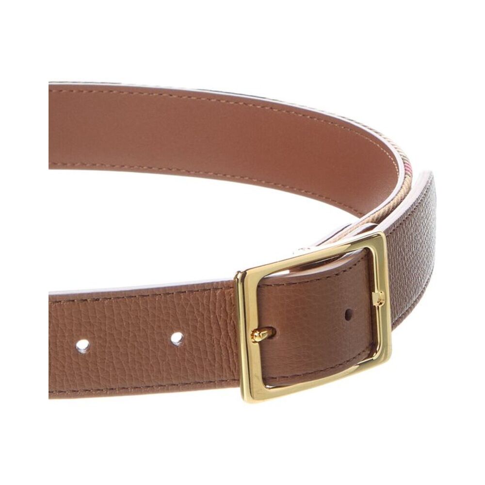 Burberry Check Canvas & Leather Belt, Brown - Picture 2 of 3